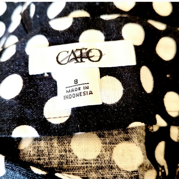 Polka dot black and white linen midi by Cato women's size 8 - Picture 7 of 13